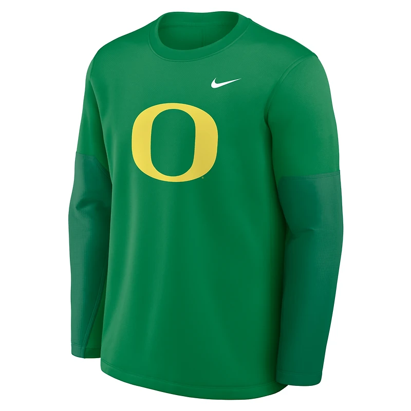 T-shirt Nike vert à manches longues Oregon Ducks 2025 Sideline Coach Therma-FIT pour homme