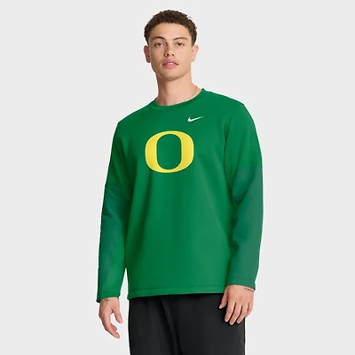 T-shirt Nike vert à manches longues Oregon Ducks 2025 Sideline Coach Therma-FIT pour homme
