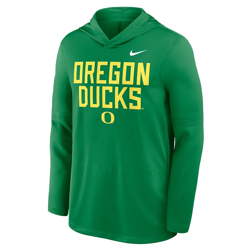 T-shirt à capuche et manches longues Nike Oregon Ducks 2025 Sideline Dri-FIT pour homme, vert