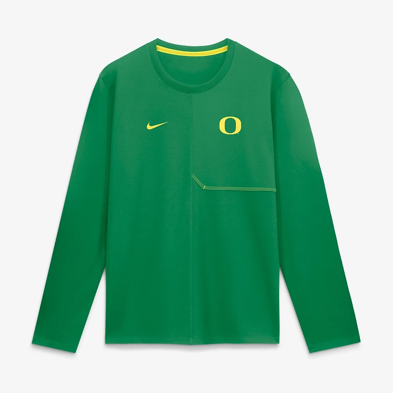 T-shirt à manches longues Nike Green Oregon Ducks 2026 Sideline Coaches UV Dri-FIT pour homme