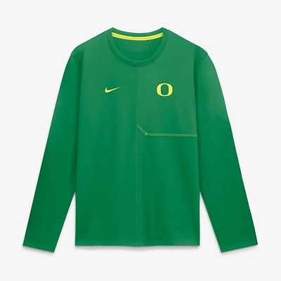 T-shirt à manches longues Nike Green Oregon Ducks 2026 Sideline Coaches UV Dri-FIT pour homme