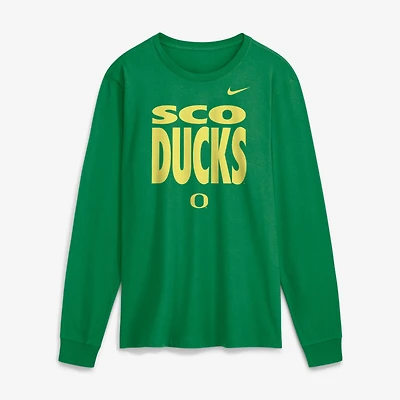 Men's Nike  Green Oregon Ducks 2026 Sideline Slogan Dri-FIT Long Sleeve T-Shirt