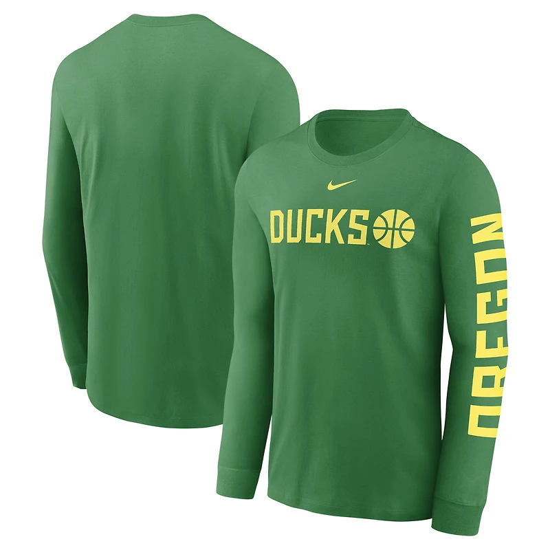 Men's Nike Oregon Ducks Basketball Icon Two-Hit Long Sleeve T-Shirt