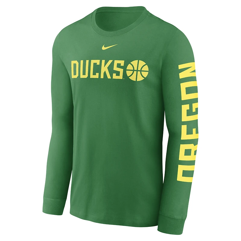 Men's Nike Oregon Ducks Basketball Icon Two-Hit Long Sleeve T-Shirt