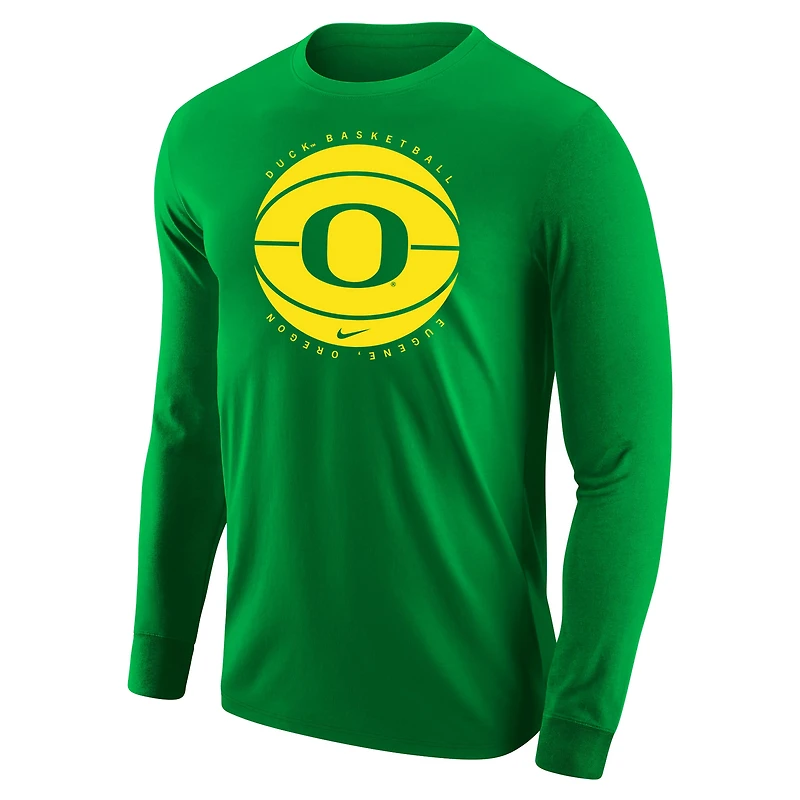 T-shirt de basket-ball à manches longues Nike pour hommes, vert, Oregon Ducks