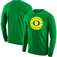 T-shirt de basket-ball à manches longues Nike pour hommes, vert, Oregon Ducks