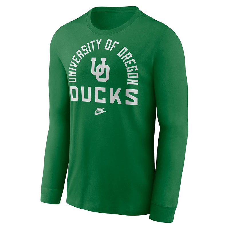 Men's Nike Green Oregon Ducks Legacy Arched Logo Long Sleeve T-Shirt