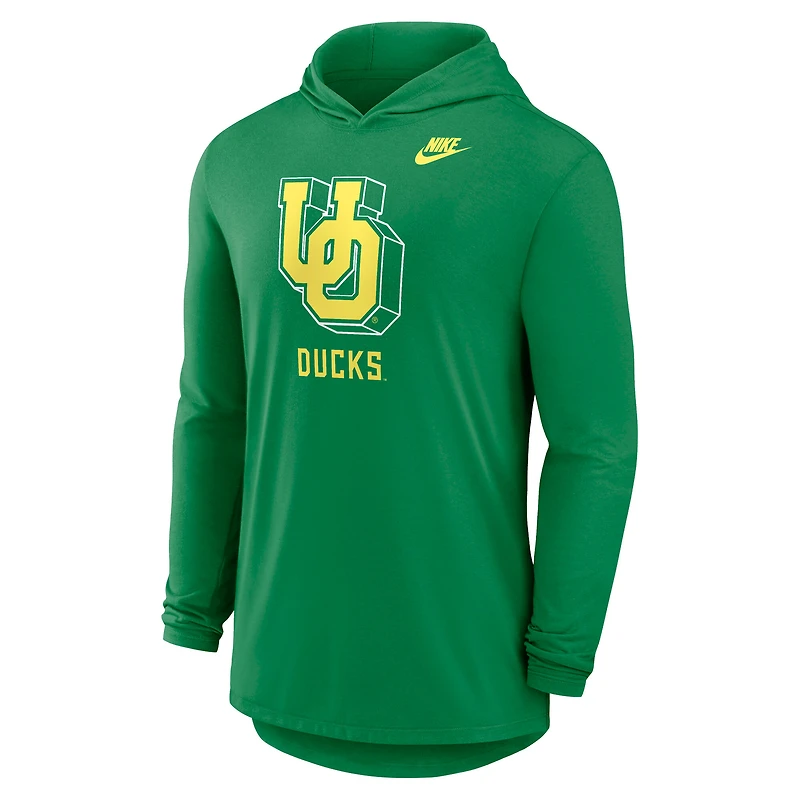 Men's Nike Green Oregon Ducks Legacy Tri-Blend Dri-FIT Long Sleeve Hoodie T-Shirt