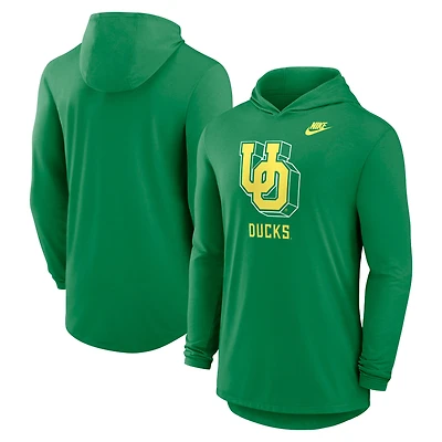 Men's Nike Green Oregon Ducks Legacy Tri-Blend Dri-FIT Long Sleeve Hoodie T-Shirt