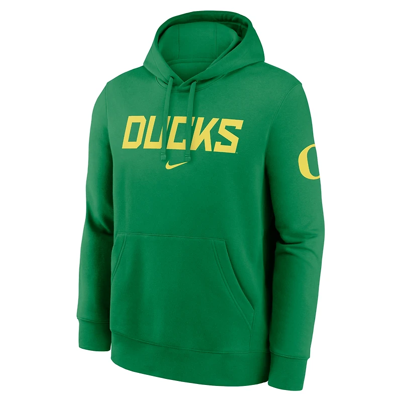 Men's Nike Green Oregon Ducks Nickname Club Fleece Pullover Hoodie