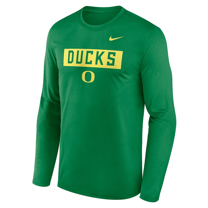 Men's Nike Green Oregon Ducks Primetime Campus 2-Hit Legend Dri-FIT Long Sleeve T-Shirt