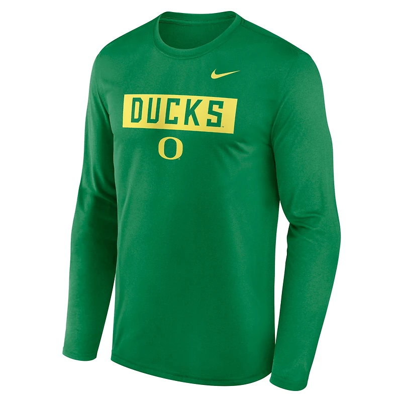 T-shirt à manches longues Nike Primetime Campus Legend Dri-FIT pour homme, vert, Oregon Ducks