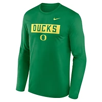 T-shirt à manches longues Nike Primetime Campus Legend Dri-FIT pour homme, vert, Oregon Ducks