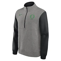 Pull en molleton Nike Club demi-zippé gris chiné/noir Oregon Ducks pour homme