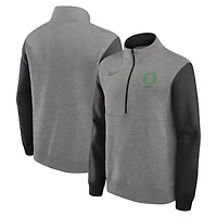 Pull en molleton Nike Club demi-zippé gris chiné/noir Oregon Ducks pour homme