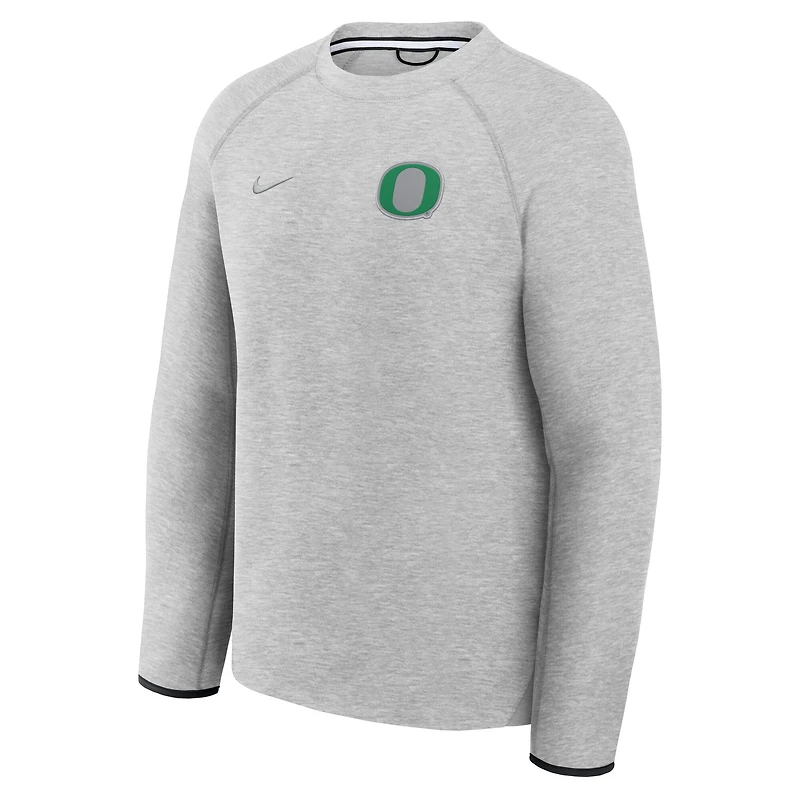 Men's Nike Heather Gray Oregon Ducks Tech Fleece Raglan Sweatshirt