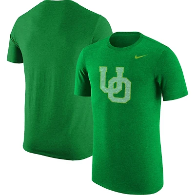 T-shirt à trois mélanges avec logo vintage Oregon Ducks Nike Heather Kelly pour homme, vert chiné