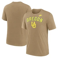 T-shirt Nike Legacy Arch Tri-Blend marron clair chiné pour homme des Ducks de l'Oregon