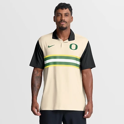 Men's Nike Natural/Black Oregon Ducks Vapor Primary Logo Dri-FIT Polo
