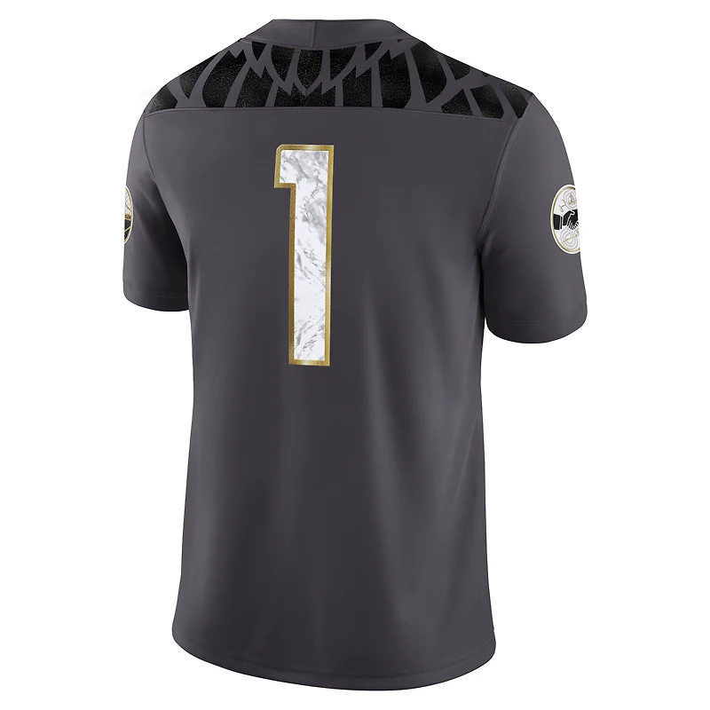 Men's Nike #1 Anthracite Oregon Ducks Shoe Duck Game Jersey