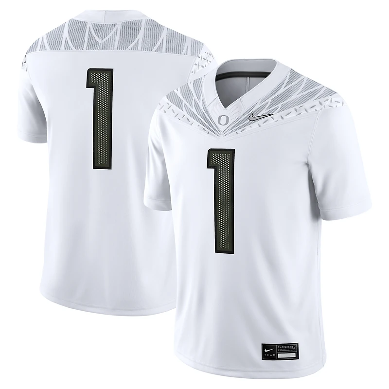 Men's Nike #1 White Oregon Ducks Game Jersey