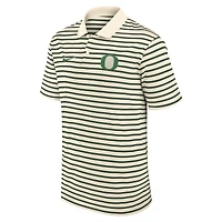 Men's Nike Tan Oregon Ducks Primary Logo Striped Dri-FIT Polo