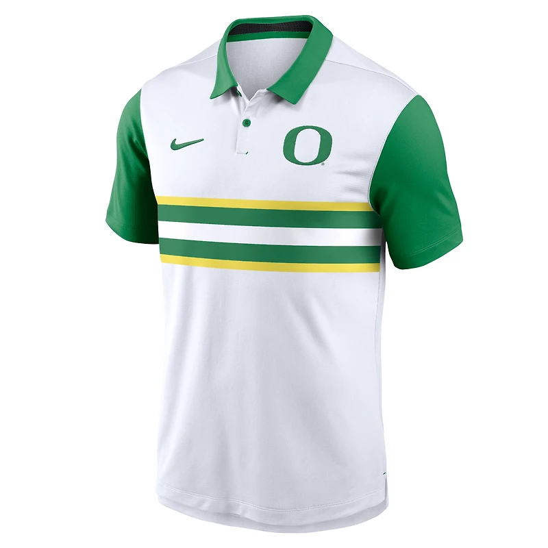 Men's Nike White/Green Oregon Ducks Primetime Campus Pattern Vapor Dri-FIT Polo