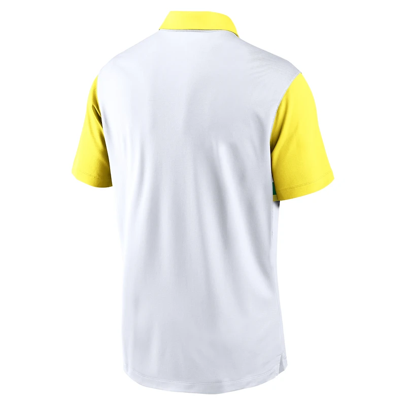 Men's Nike White/Yellow Oregon Ducks Athletic Prep Alt Logo Vapor Dri-FIT Polo