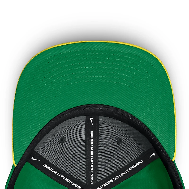 Casquette Nike jaune/verte Oregon Ducks 2025 Sideline Rise Local Performance Flex pour homme