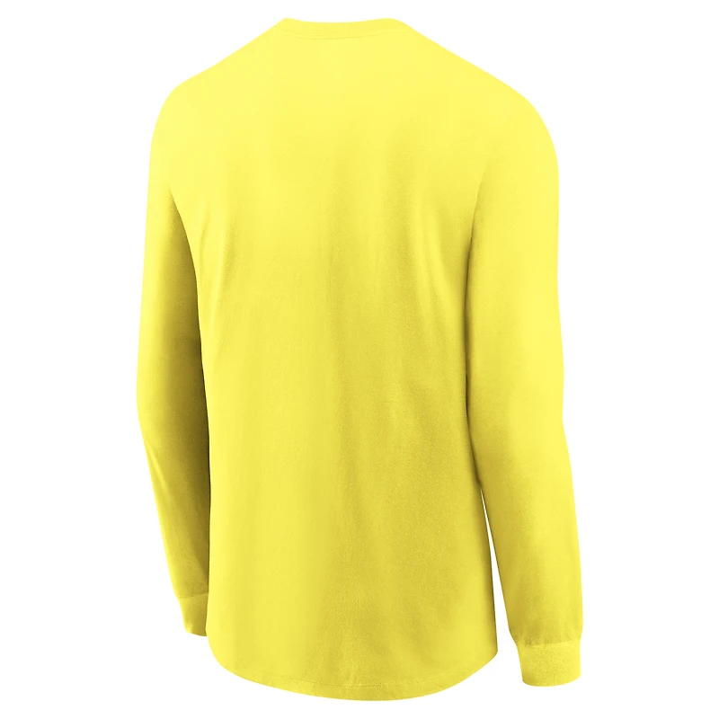 Men's Nike  Yellow Oregon Ducks Basketball Icon Two-Hit Long Sleeve T-Shirt