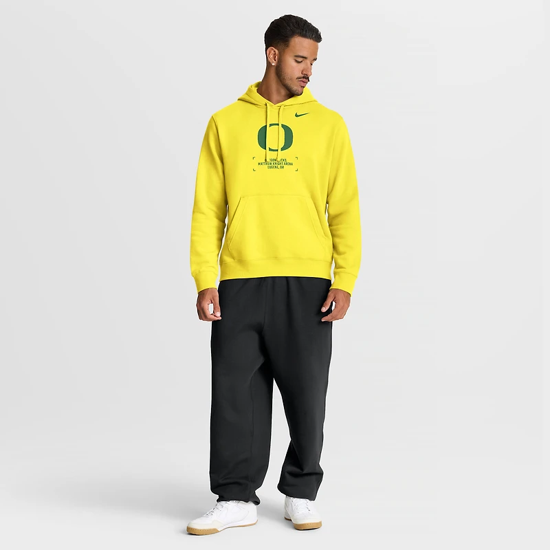 Men's Nike Yellow Oregon Ducks Basketball Two-Hit Club Fleece Pullover Hoodie