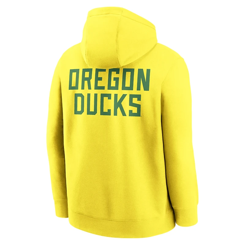 Men's Nike Yellow Oregon Ducks Basketball Two-Hit Club Fleece Pullover Hoodie