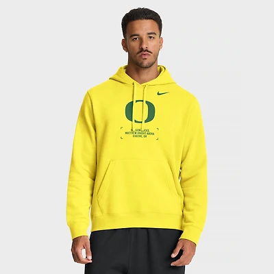 Men's Nike Yellow Oregon Ducks Basketball Two-Hit Club Fleece Pullover Hoodie