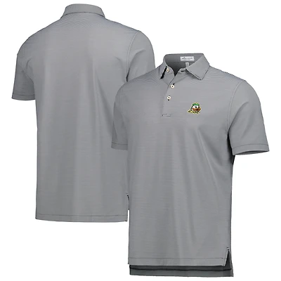 Men's Peter Millar Black Oregon Ducks Jubilee Striped Performance Jersey Polo