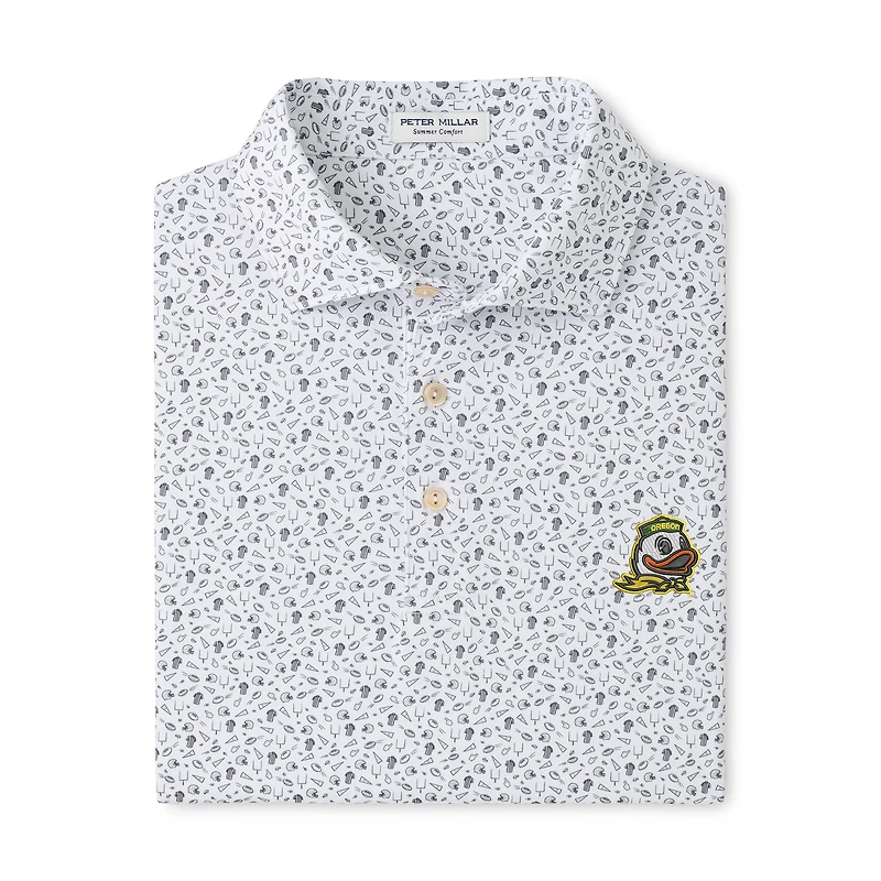 Polo de performance Peter Millar gris Oregon Ducks Kick Off pour homme
