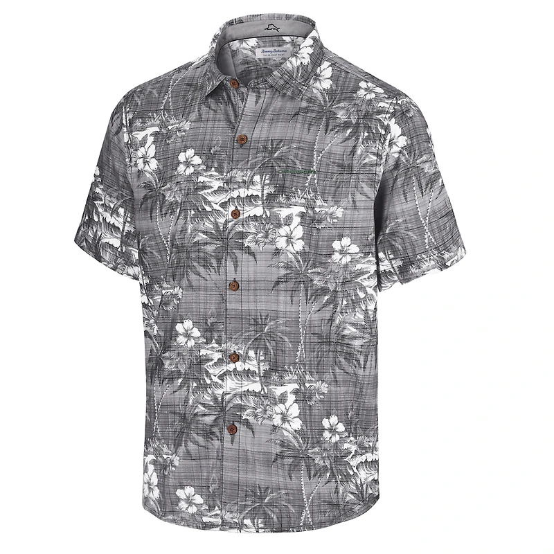 Chemise boutonnée Tommy Bahama noire pour homme, Oregon Ducks, Coconut Point, Palmetta Island, Zone Camp