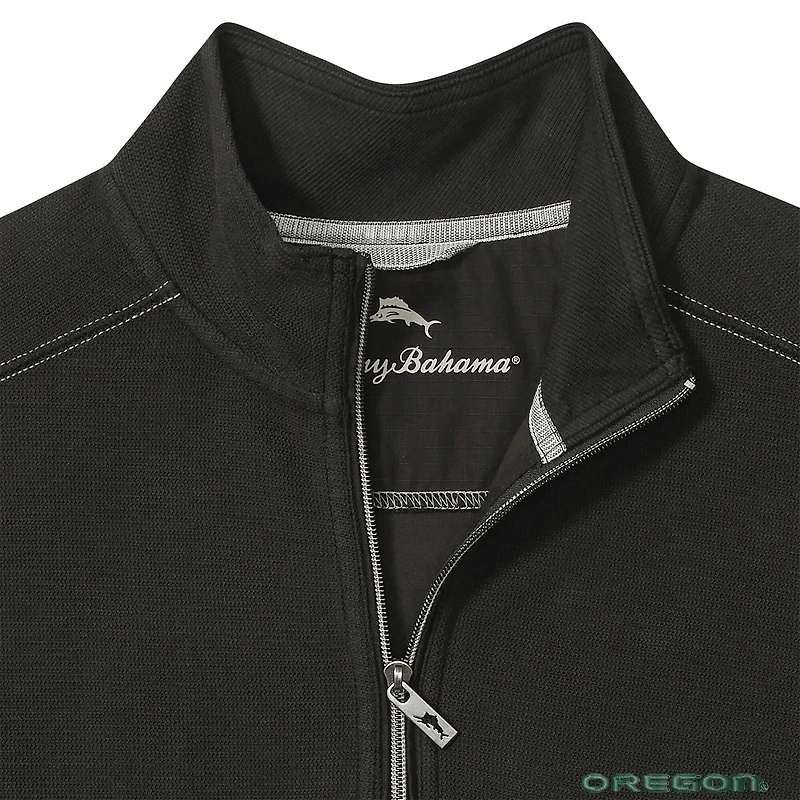 Veste mi-zip Tommy Bahama noire pour homme, Oregon Ducks, Montego Bay