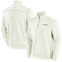 Men's Tommy Bahama Cream Oregon Ducks Tobago Bay Half-Zip Tri-Blend Top