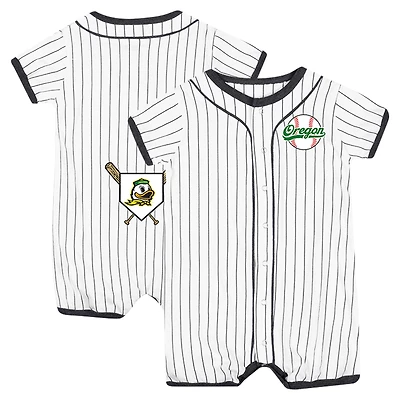 Newborn & Infant Colosseum White Oregon Ducks Pinstripe Dusty Romper