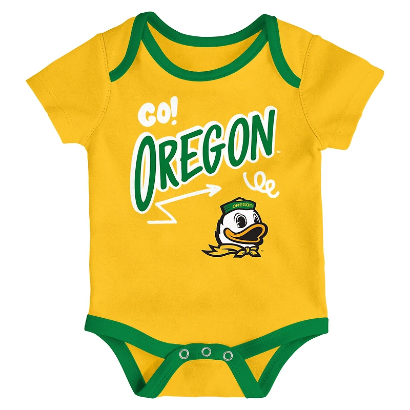 Newborn & Infant Outerstuff Oregon Ducks Three-Pack All Day Play Bodysuit Set