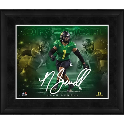 Collage encadré des stars du jeu de 16" x 20" de Noah Sewell, Oregon Ducks