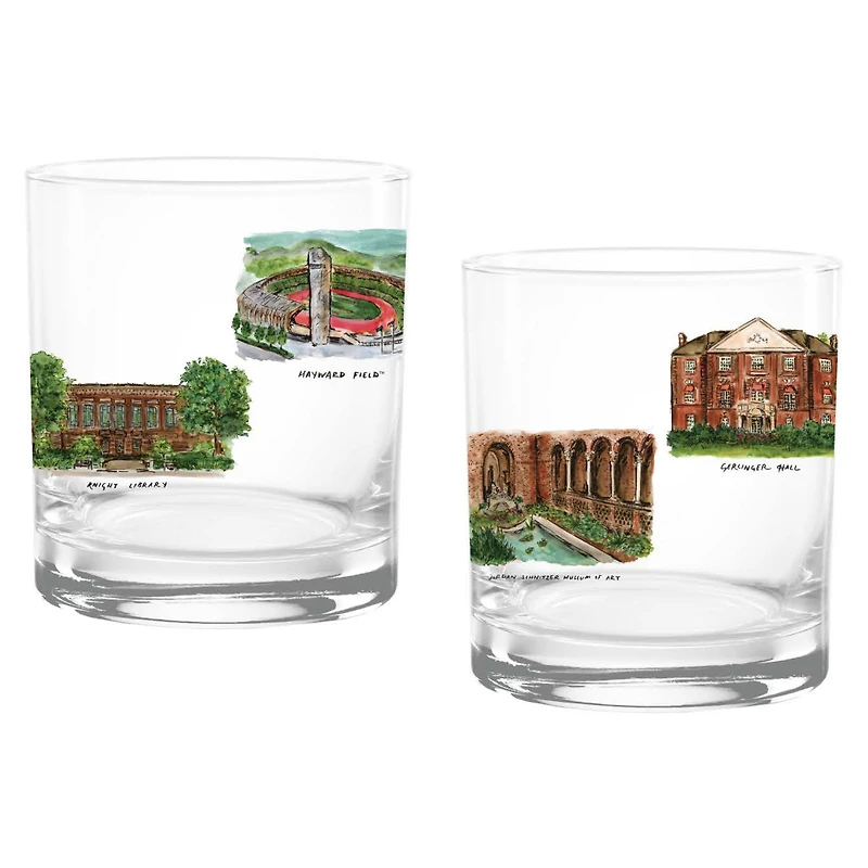 Oregon Ducks 16oz. Laura Wilcox University Hall Two-Piece Rocks Glass Set