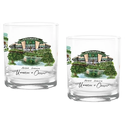Oregon Ducks 16oz. Laura Wilcox University Hall Two-Piece Rocks Glass Set