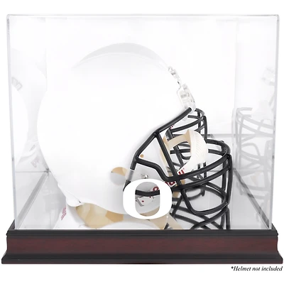 Oregon Ducks Mahogany Base Team Logo Helmet Display Case with Mirrored Back