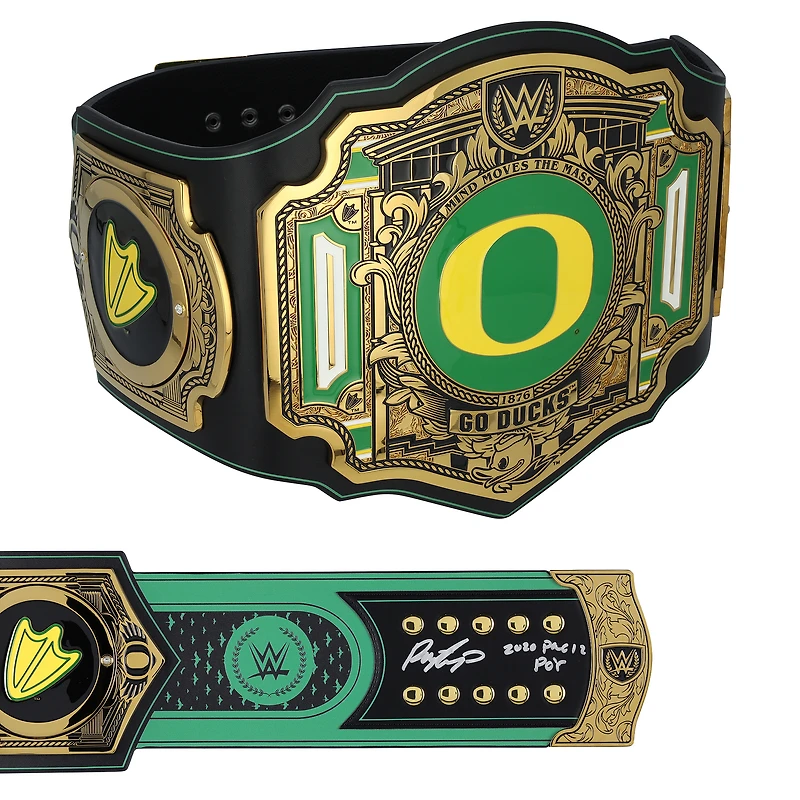 Ceinture de titre WWE Legacy autographiée par Payton Pritchard (Oregon Ducks) avec inscription « 2020 Pac-12 POY ».