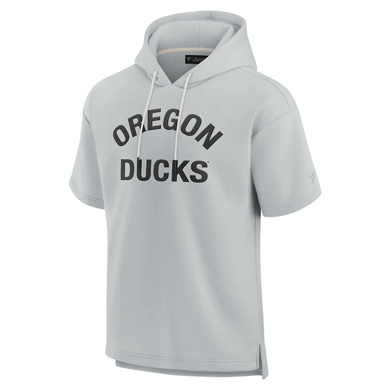 Unisex Fanatics Gray Oregon Ducks Elements Super Soft Fleece Short Sleeve Pullover Hoodie