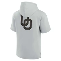 Unisex Fanatics Gray Oregon Ducks Elements Super Soft Fleece Short Sleeve Pullover Hoodie