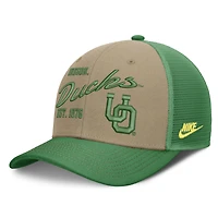 Casquette trucker unisexe Nike beige/verte Oregon Ducks Legacy Rise ajustable