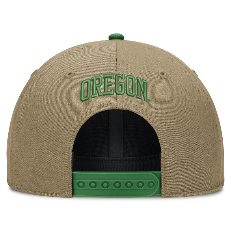 Unisex Nike Beige/Green Oregon Ducks Primetime Rise Dri-FIT Adjustable Hat