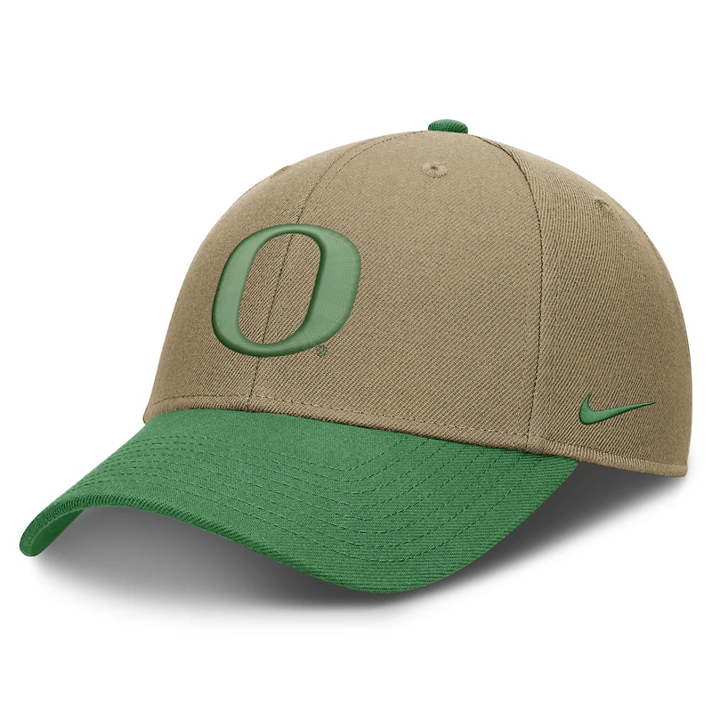 Unisex Nike Beige/Green Oregon Ducks Primetime Rise Dri-FIT Adjustable Hat